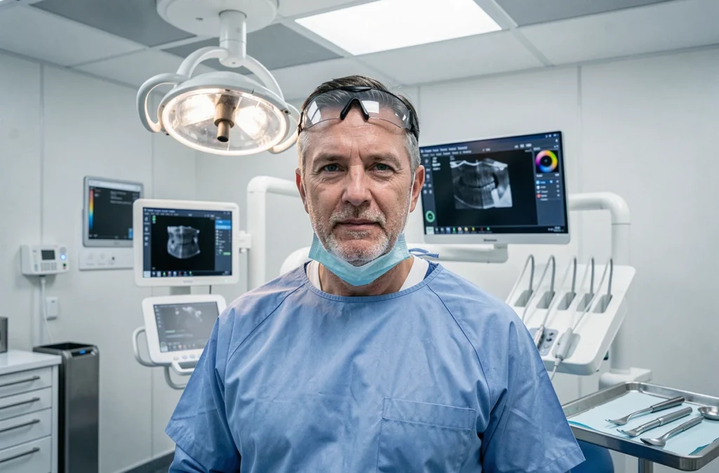 Dr Sylvain Lombard, chirurgien-dentiste spécialisé à Marseille, dans sa salle opératoire high-tech